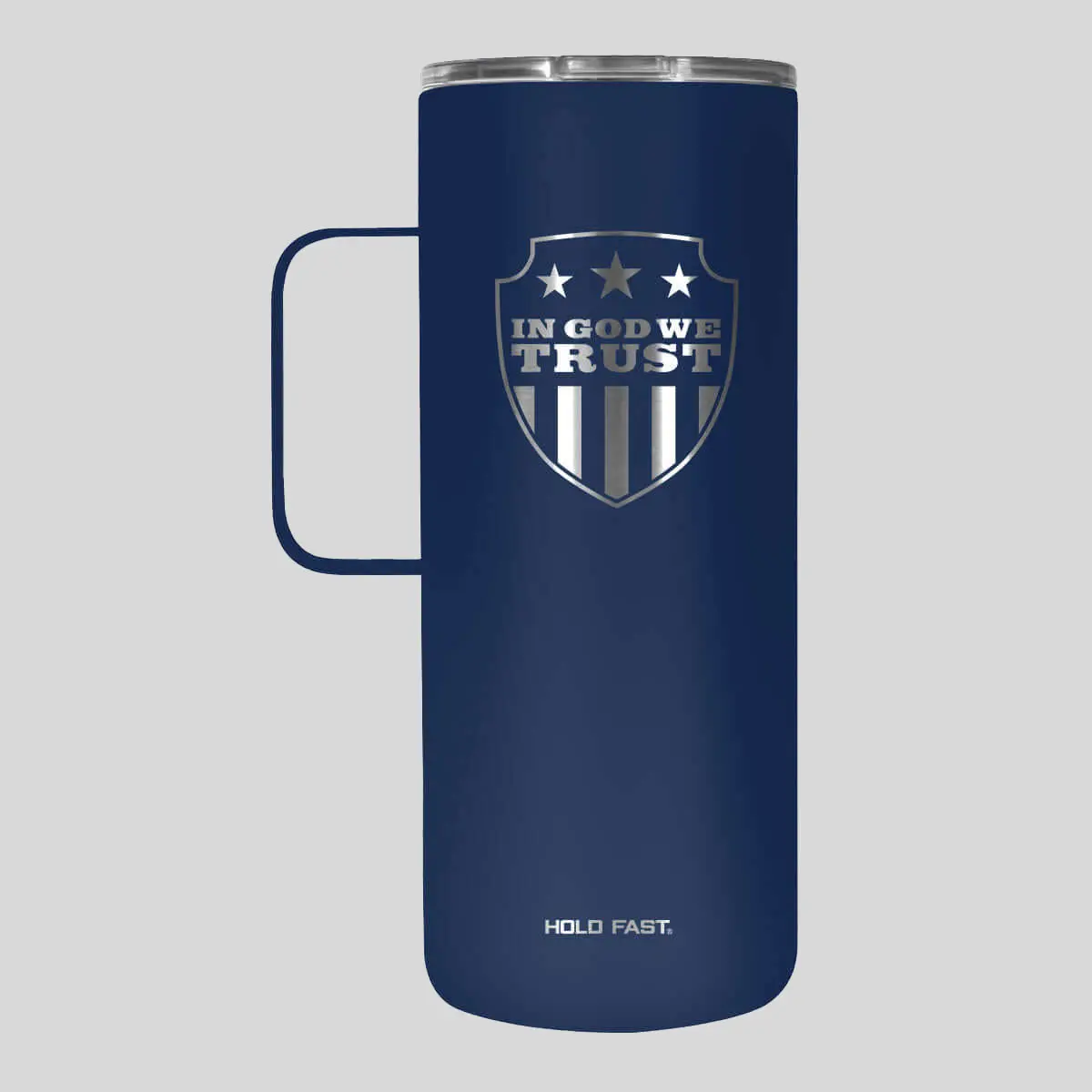 HOLD FAST 22 oz Stainless Steel Vacuum Flask Tumbler with Convenient Handle and Slide Lid, Anti-Scalding Coffee Mug for Car Owners, Casual Kitchenware Drinkware with "In God We Trust" Design, 22Oz