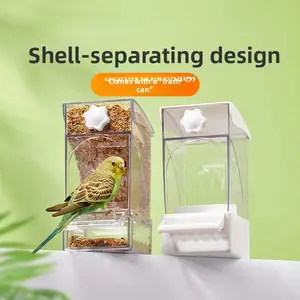 Automatic Parrot Feeder Splash Proof with Shell Separating Design No Mess Easy Clean for Sun Conure Cockatiel Budgie Parakeet Bird Food Water Dispenser Anti Scatter Feeder Box