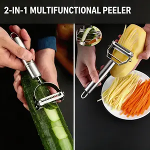 Viral Kitchen Vegetable Peeler & Julienne Slicer, Stainless Steel Potato & Veggie Shredder, Fruit Vegetable Cutter for Coleslaw, Hash Browns, Taco Toppings, Zucchini Noodles, Salad Prep, Healthy Meal Prep Kitchen Gadget