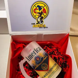 Caja personalizada con tarro del America- Personalized gift box with a 16oz Frosted Glass Drinkware Mug