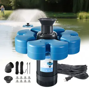 Pond Fountain Aerator, 1HP 110V 15000 GPH Fountain Pump, Fully Automatic Powerful Lake Floating Fountain, 15A/110V 100 FT Power Cord, 2x100 FT Traction Rope, Pond Fountains For Large Ponds