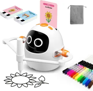 Drawing Robot for Kids, Montessori Painting Learning Toys, Voice Interactive Educational Drawing Machine with 220 Word Cards for 3 4 5 6 7 8 Year Old Boys Girls Gift