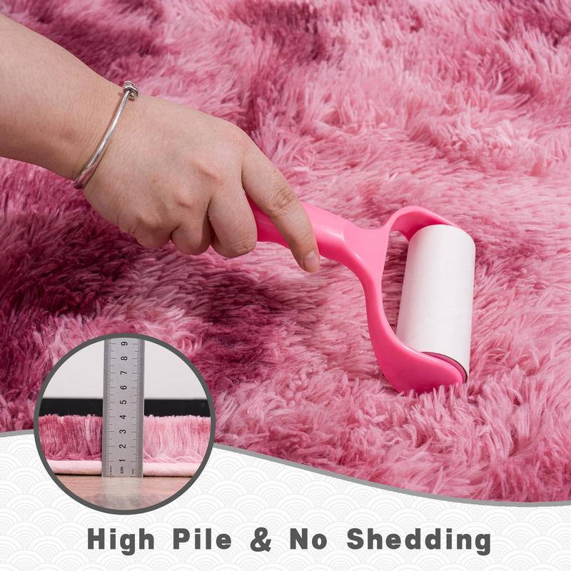 AAFKK Soft Shag Rugs For Bedroom, Tie-dye Dark Red  Fluffy Shaggy Rugs For Living Room Nursery, Luxury Modern Plush Carpet Girls Boys Kids Room Dorm Indoor Home Decor, Upgrade Non-Slip