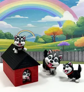 4pcs Cute Husky Chibi Edition Toy, 3D Printed Articulated Poseable Baby Husky Animal Toy, Custom Pet Gift for Dog Lovers,