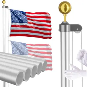 25 FT Heavy Duty In-Ground Flag Pole Kit - 45K PSI 95 HBW Hard Aerospace Aluminum, Unbending Outdoor Flagpole with 3x5 American Flag for Residential or Commercial Use