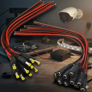 12V DC Power Connector Kit, 5.5x2.1mm Plug & Jack, LED Strip Adapter Cable, CCTV Camera Wiring Tool, Universal Electrical Connectors, 20/50 Pcs Optional
