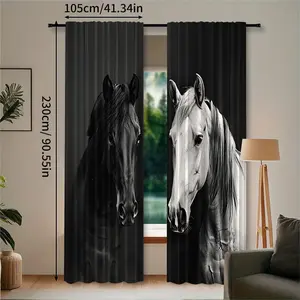 2-Pack, 3D Animal Curtains, Window Curtain, Semi-transparent Polyester Fabric, Suitable for Home Decor, Rod Pocket Curtains, Easy Install Curtain, Ideal for Bedroom, Office, Kitchen, Living Room, and Study Room, Living Room Curtains