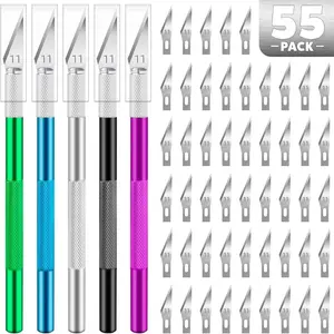 55 PCS  Knife Set, 5 Piece Craft and 50 Additional SK5 Blades, Hobby for Miniatures, Professional Exacto Crafting, Precision Knives Crafts