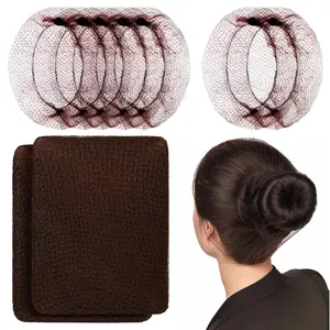 Brown Hair Nets, 60 count Hair Nets for  Service Workers, Invisible Nylon Hair Nets for Women and Men, Kitchen Hairnets for Foodservice, Hair Nets for Buns, 24 inches