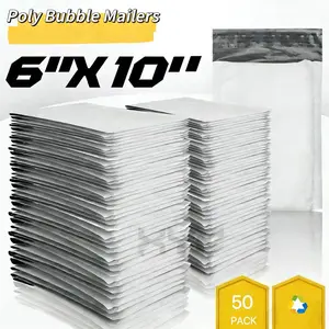 #0 Poly Bubble Mailer, 6 x 10 inch, Gray, 50 Count, Envelopes Bag Padded, Gray, 50 pcs