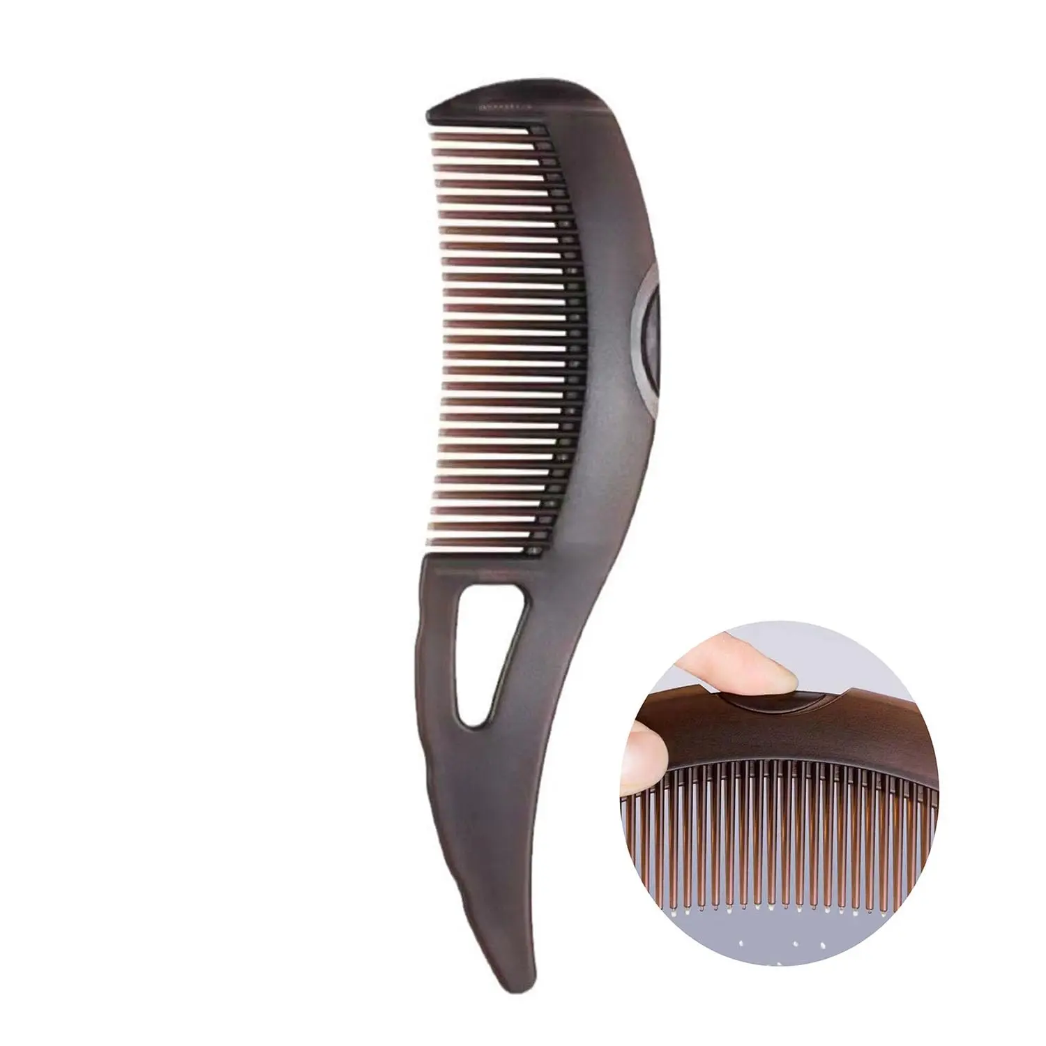 Dandruff Comb, Stainless Steel Fine-Tooth Lice & Flea Comb, Psoriasis Comb, Wide Hollow Tooth Button Hair Brush for Removing Scalp Oil Build-Up, Suitable for Scalp Massage & Care for Men, Women and Children (Brown)