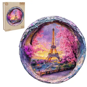 Paris Spring Wooden Jigsaw Puzzle for Adults and Kids Unique Shape Animal Wood Puzzles Challenging Puzzle, Family Game Creative Gifts，Laser-Cut Durable HDF Wood Puzzle