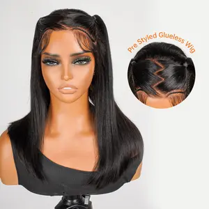 Wiggins Hair 13x4 Straight Lace Front Wigs Human Hair Pre Cut Pre Braided Bob Wig Ready Go Glueless Wig Beginners Friendly