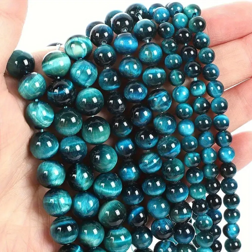 Tigers Eye Crafting Beads, Polished Round Shape Natural Crystal Gemstone Accessories for Adults, Diy Jewelry, Jewelry Making Supplies