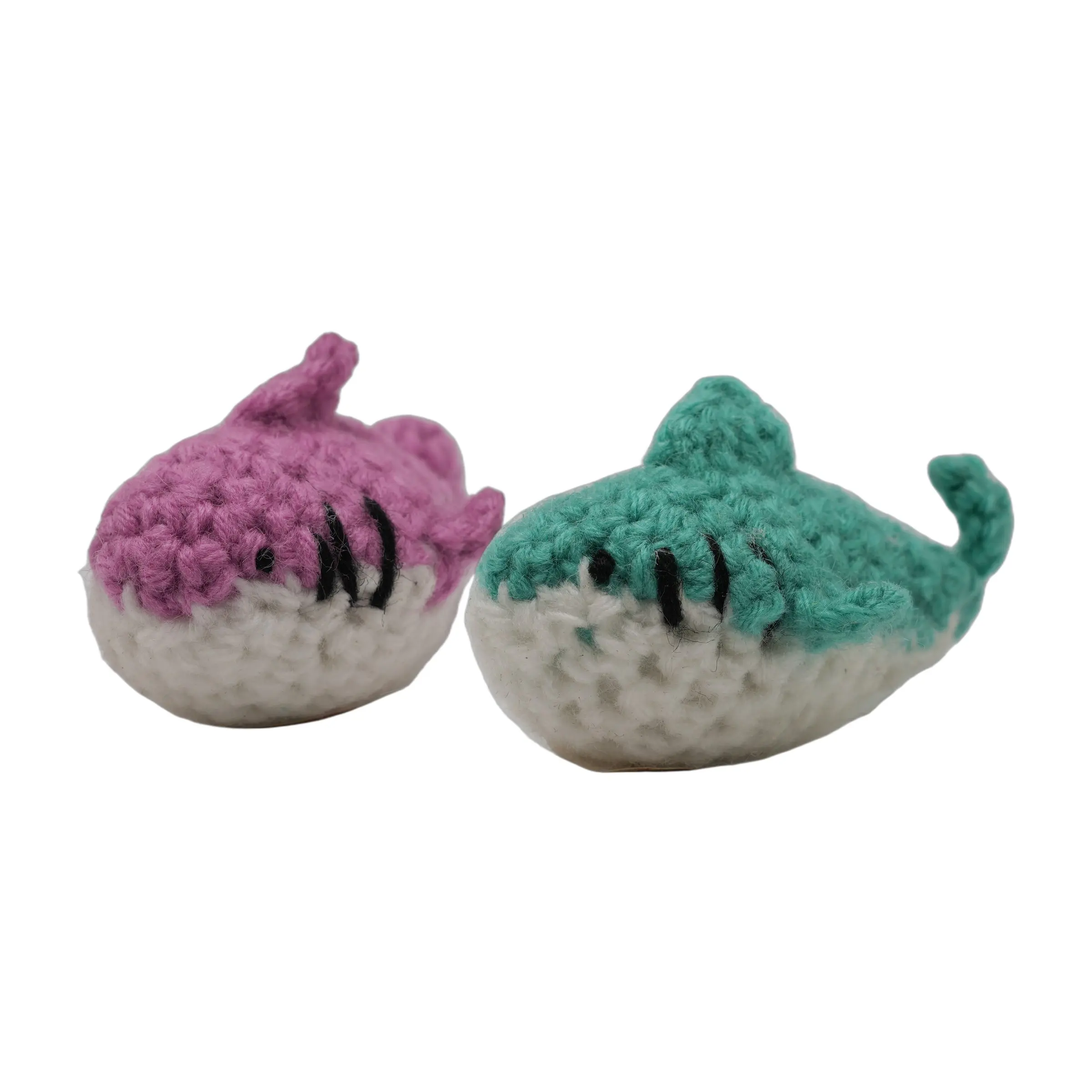 Shark Crochet Figurine Set of 2, Handmade Amigurumi Bundle, Kawaii Cottagecore Desk Decor, Cute Aesthetic Gift