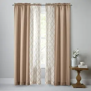 Curtains and Sheers Set, 4 Panels,27.5" W x 84” L