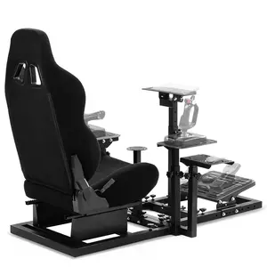 Supllueer G29 Flight Racing Simulator Cockpit with Ergonomic Seat Fits for G29 G920 G923 T150, Adjustable Steering Wheel Stand, Excluding Wheel, Pedal, Handbrake and Joystick