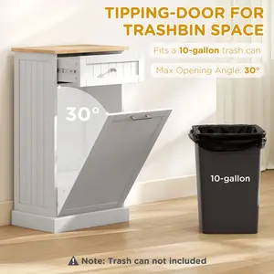 HOMCOM Kitchen Tilt Out Trash Bin Cabinet Free Standing Recycling Cabinet Trash Can Holder With Drawer HOMCOM Kitchen Tilt Out Trash Bin Cabinet Free Standing Recycling Cabinet Trash Can Holder With Drawer