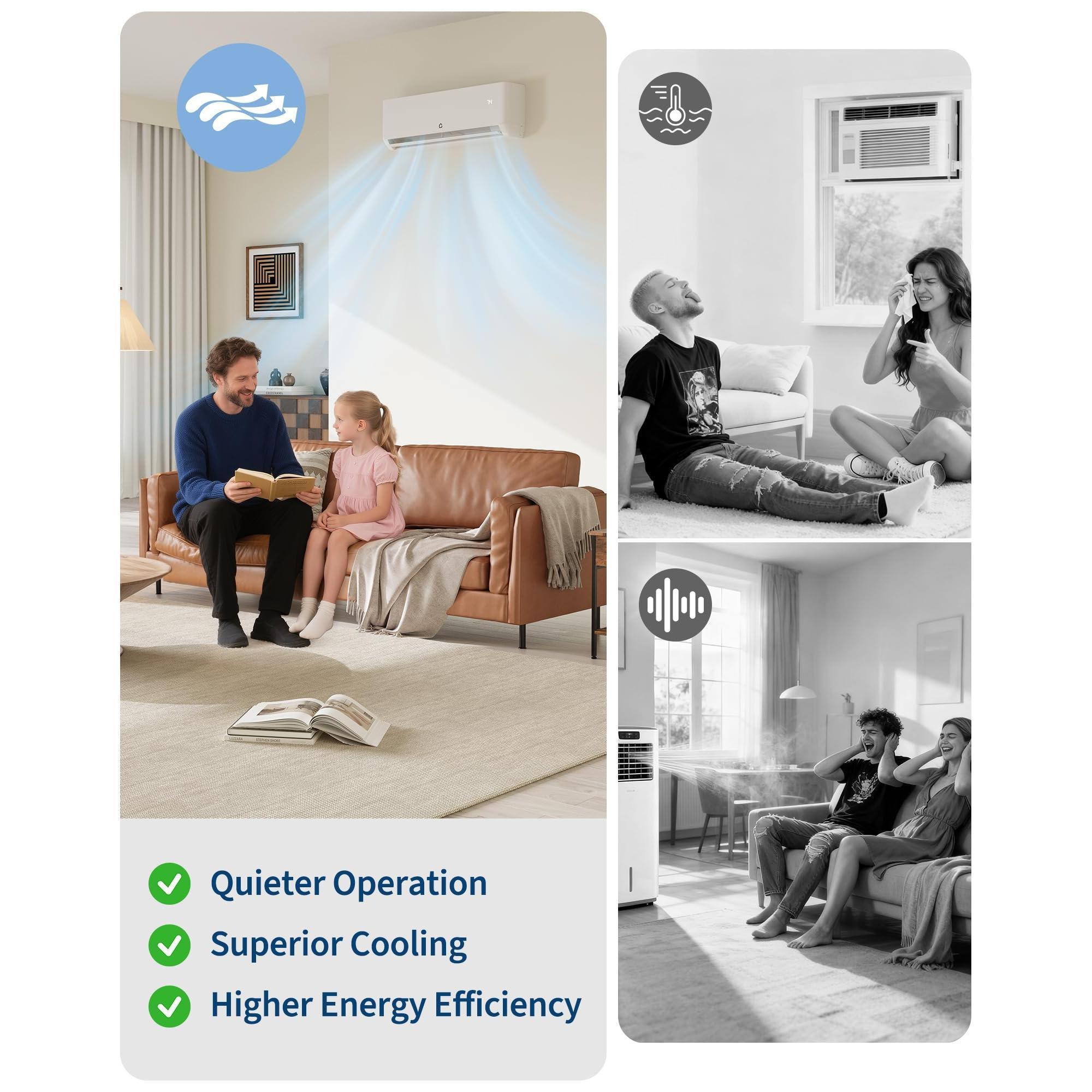 【GARVEE】11500 BTU Mini Split AC/Heating System – 115V WiFi Enabled Energy Efficient Wall-Mounted Split Air Conditioner – Cools Up to 750 Sq.Ft – Heat Pump & Installation Kit Included 【GARVEE】11500 BTU Mini Split AC/Heating System – 115V WiFi Enabled Energy Efficient Wall-Mounted Split Air Conditioner – Cools Up to 750 Sq.Ft – Heat Pump & Installation Kit Included