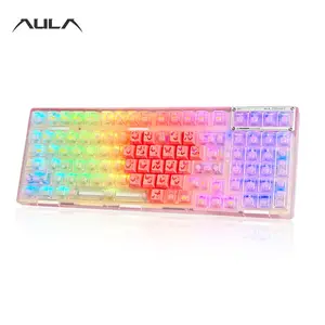 Aula F98 Mechanical Keyboard, 99 Keys, RGB Lighting, Hot-Swappable Switches, Large Battery, Compatible with Windows/MAC/iOS system, Office/Games, Computer/Notebooks, Pink High Value, Gaming Keyboard