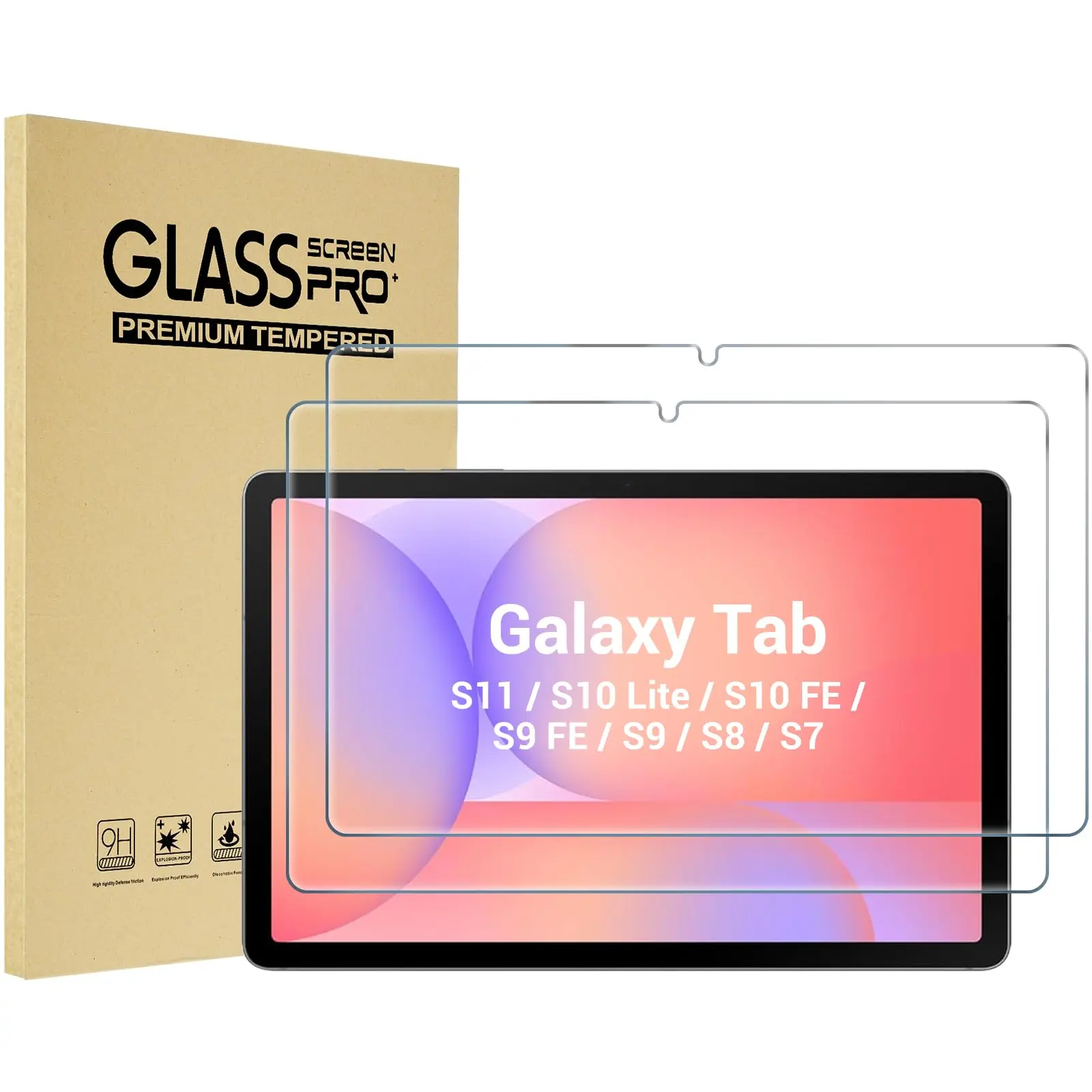 Jess Tech 2 Pack 9H Durability Tempered Glass Protective Screen Protector Tablet for Galaxy Tab S11/S10 Lite/S10 FE 2025/S9 FE 10.9"/S9/S8/S7 11" (2020-2025) Screen Protector Set