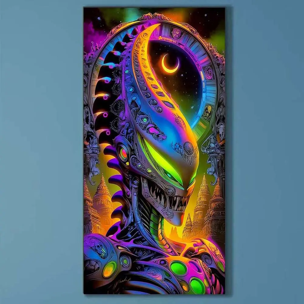 5D DIY Full Drill Round Diamond Painting - Diamond Art Kit Alien Creature Mosaic Canvas DIY Wall Art, Home Wall Decoration, Handcraft