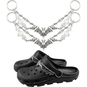 Momolove Shoes Metal Chain Spikes Charms, Cool Punk Rivets Charms for Sandals Clog Accessories Shoe Decorations for Men Women