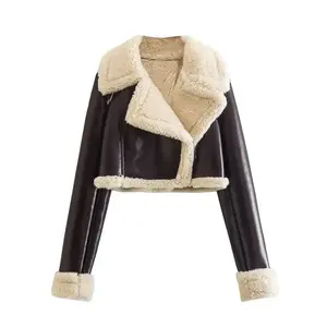 Women Fashion Solid Front Zipper Jackets Vintage Lapel Neck Long Sleeves Female Chic Lady Outfits rock star puffer jacket peacoat trench coat puffer jacket puffer jacket women
