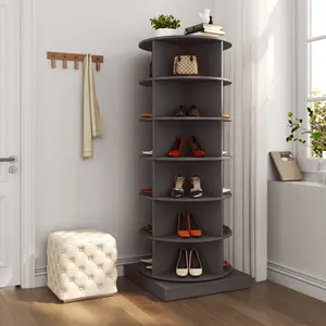 Rotating Shoe Rack Tower, 6-Tier Spinning Shoe Rack, Free Standing 360° Revolving Shoe Organizer Can Hold 24 Pairs of Shoes for Entryway Living Room Hallway