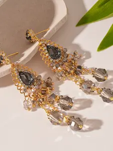 Women's Silver Color Earrings, Water Drop Flower Glass Bead Dangle Design, Elegant Jewelry Gift for Women, Perfect for Daily Wear & Special Occasions