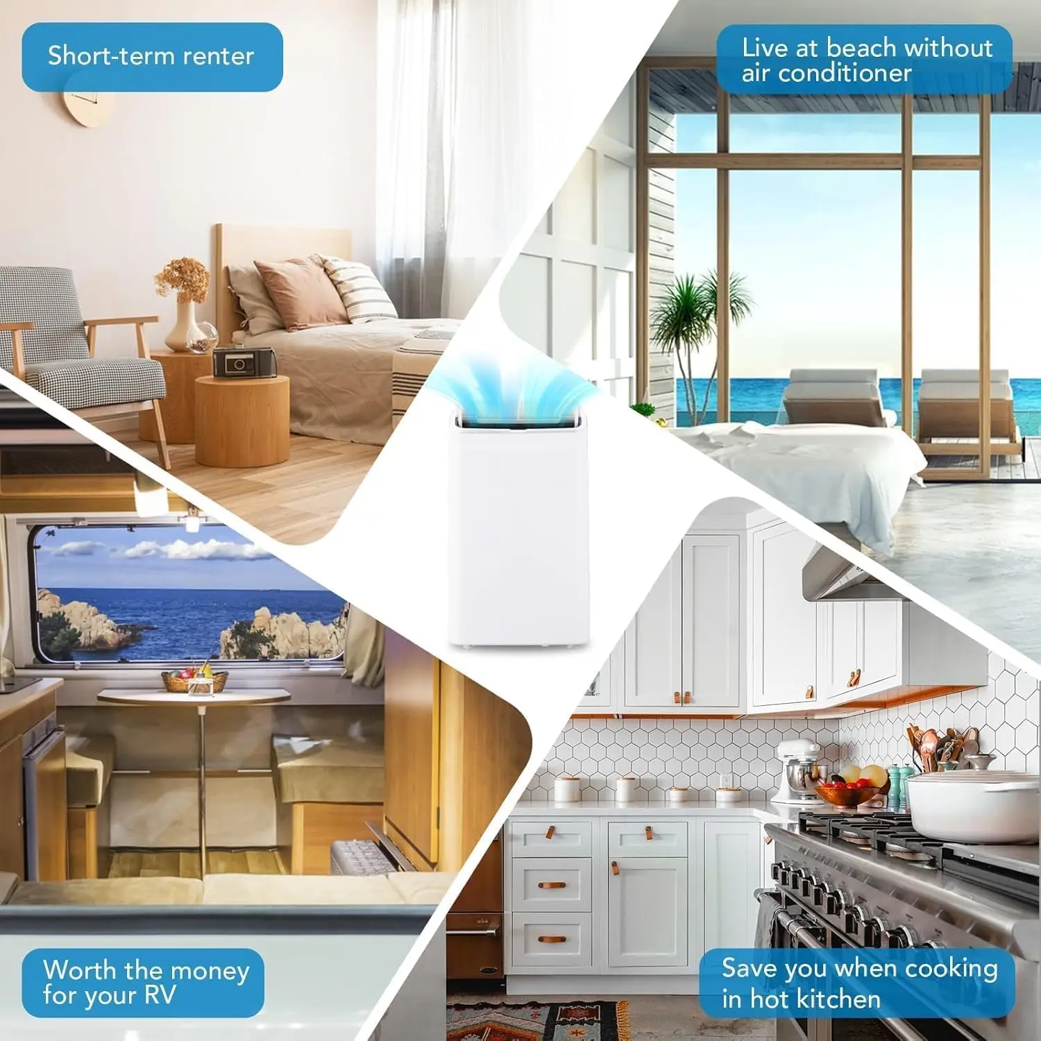 14000 BTU Quiet Portable AC - White Window AC Unit with Remote Control, Dehumidifier, Cooling Fan, Sleep Mode, Energy-Saving for Rooms Up to 750 Sq Ft, Window Ac Units
