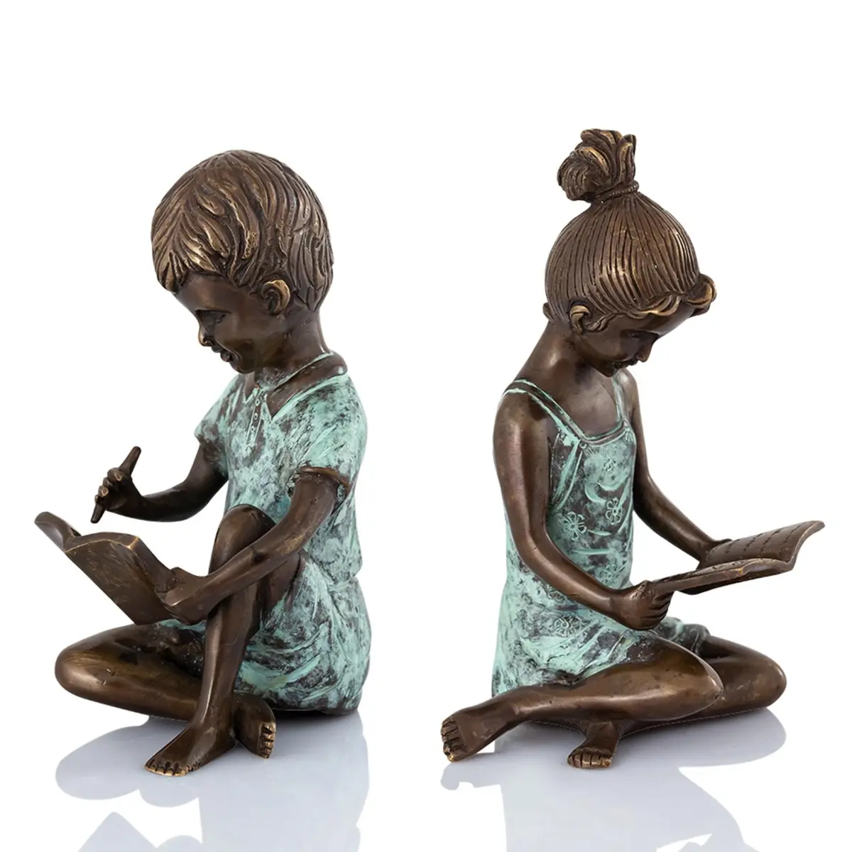 SPI Home 41049 Adorable Brass-Bronze Boy & Girl Bookends, 1 Pair, 5 lbs, 7" H x 4.50" W x 4" D - Office Desk Organizer Stationery Accessory
