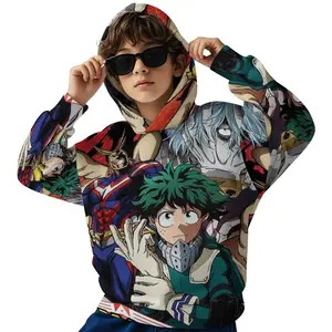 My Hero Academia Printed Long Sleeved Hooded Sweatshirt, Boys' Spring And Autumn Sportswear, Casual Versatile Pullover Suitable For Boys' Outdoor Sports, Suitable As A Gift  B0929-227