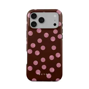 BURGA Pillow Talk Case for iPhone 17 Pro Max | Pink Dots on Deep Brown | Sweet Cozy Aesthetic Phone Case | Feminine Girly Style 2026