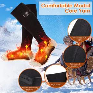 Electric Heated Socks Unisex Battery Powered Rechargeable 4 Temp Levels Modal Core Yarn Machine Washable Sports Stockings for Winter Activities - Activewear