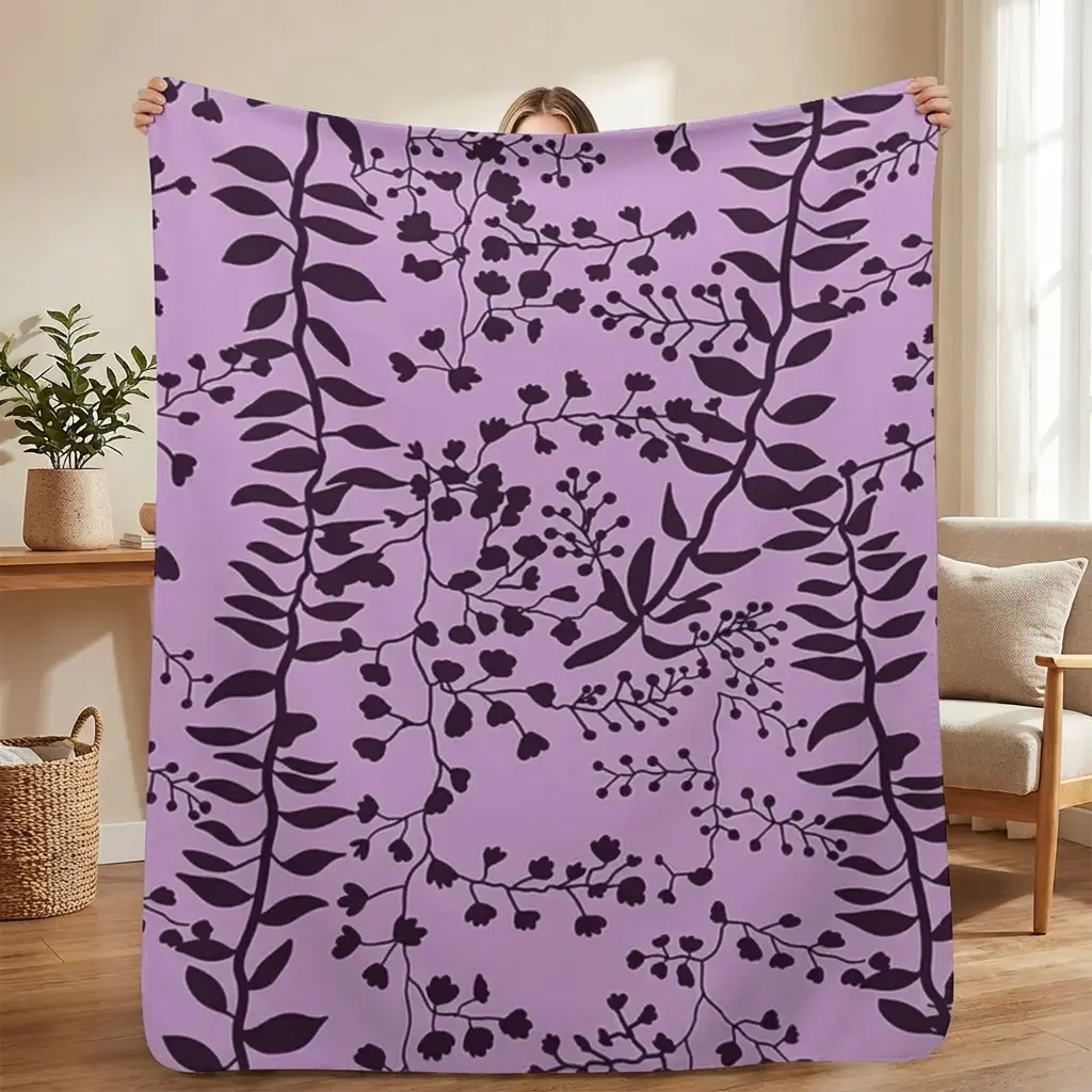 Twilight Themed Flannel Blanket Ultra Soft Plush Material Perfect For Sofa Bed Travel Use Machine Washable Durable Fabric All Season Comfort Nostalgic Bella Swan Design With Lavender Freesia Pattern cozy warm throw nap throw blanket, Freesia Print, Home &