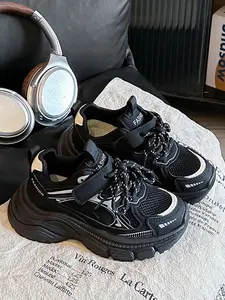 Unisex Kids Sneakers with Silver Reflective Stripes, Breathable Mesh Leather Patchwork, Durable Rubber Sole, Comfortable Mid-Calf Design, Casual Trainer Shoes, Breathable Footwear