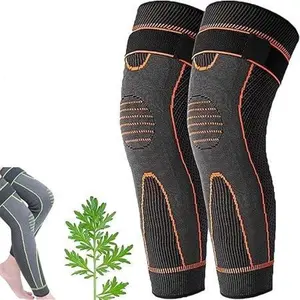 High-Elasticity Unisex Extended-Length Wrap Knee Brace,Breathable Knit Support Sleeve with Artemisia Warmth for Sports & Running,Adjustable Compression Strap for Basketball,Hiking,Joint Pain Relief