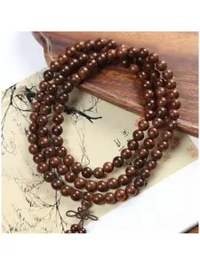 108 Beads Wood Buddha Bracelet, Unisex Jewelry Gift, Traditional Chinese Style Wooden Bead Necklace, Smooth Texture Wooden Accessory, Versatile Design