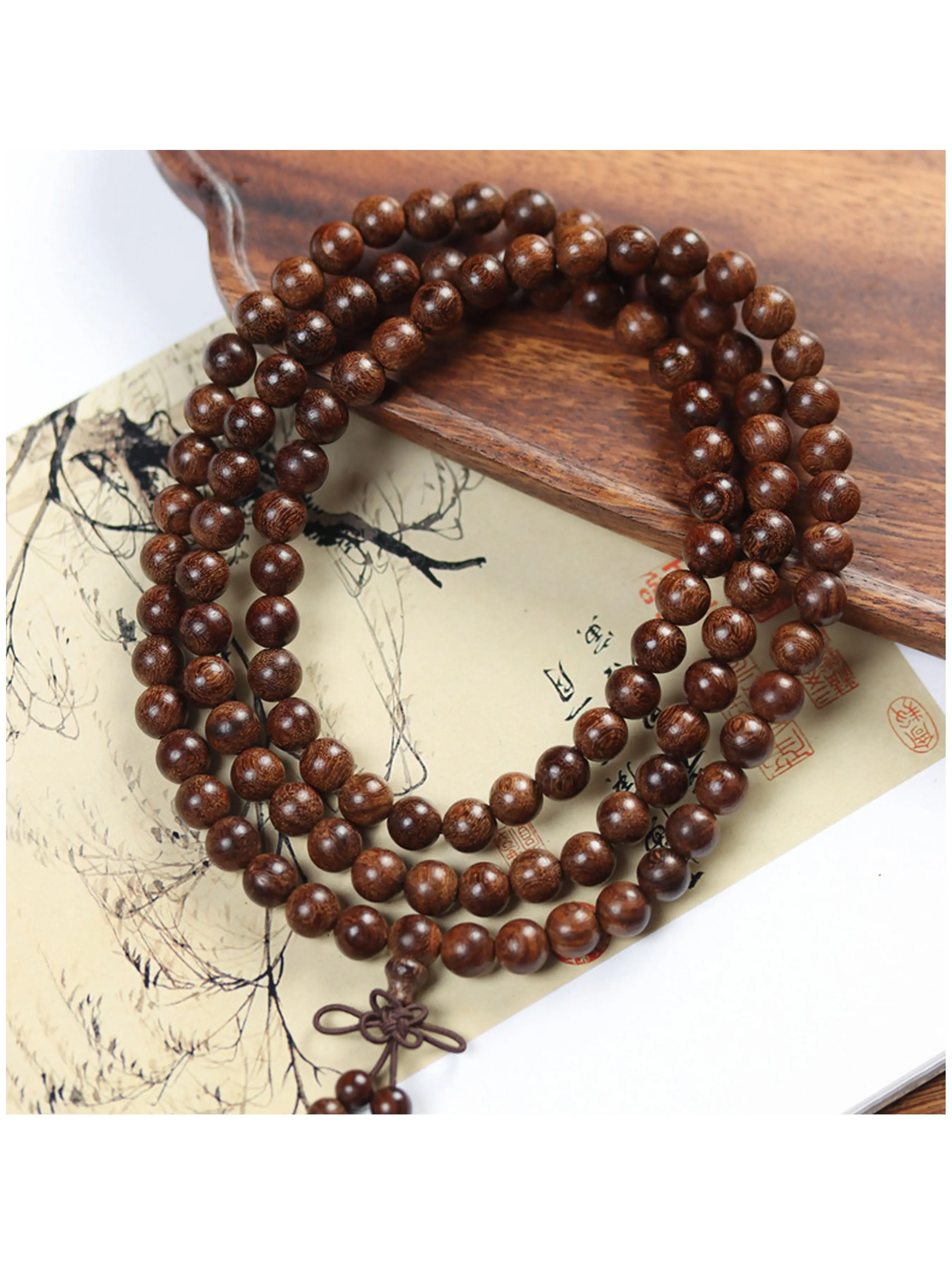 108 Beads Wood Buddha Bracelet, Unisex Jewelry Gift, Traditional Chinese Style Wooden Bead Necklace, Smooth Texture Wooden Accessory, Versatile Design, Bead Bracelets, Beaded Bracelets