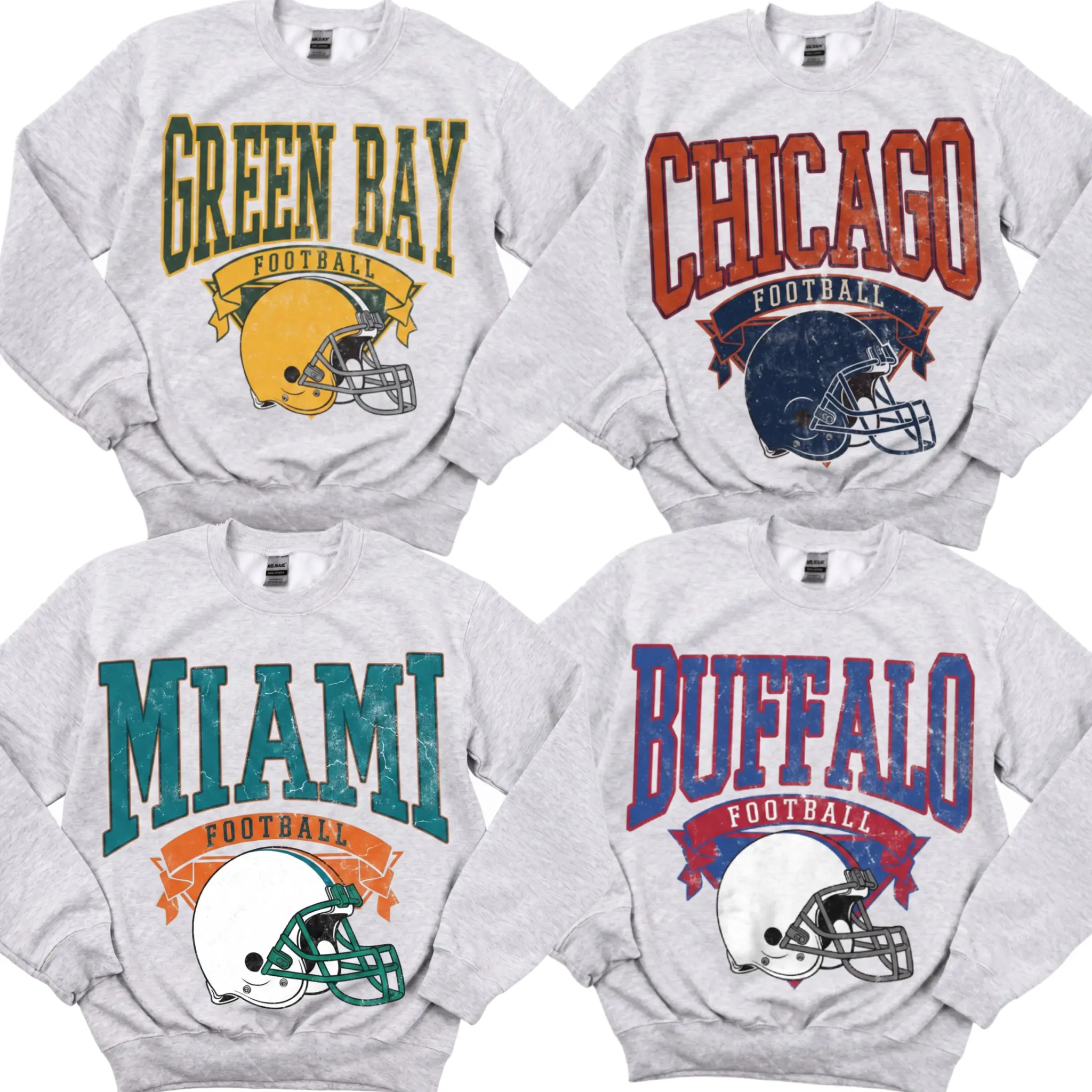 Vintage Football Sweatshirt Hometown Team Pullovers Sublimation Print Long Sleeve Casual Fabric Menswear Soft Cozy Retro Style Comfortable All-Season Wear Day Biker