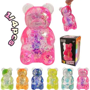 Soft Candy Bear Stress Relief Toy, Flashing Teddy Bear Shape Anti-Stress Ball, Squeeze Sugar Balls Sensory Toy, Squishies, Party Gift, Relaxation Choice