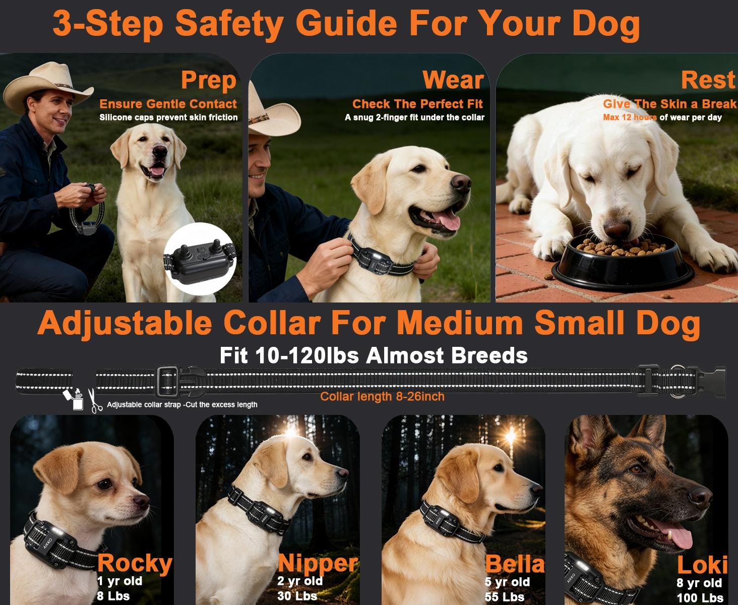 Dog Training Collar with Remote 800M Range, Beep Vibration Safe Shock Waterproof Rechargeable