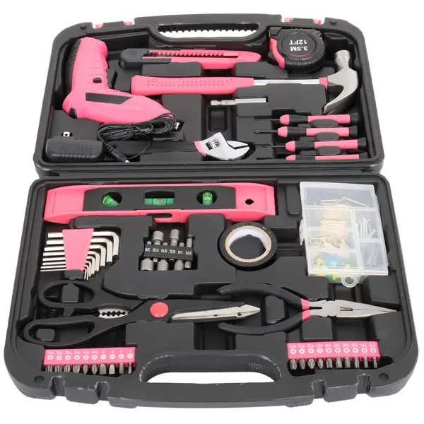 149-Piece Pink Tool Kit for Women with 3.6V Cordless Screwdriver, Complete Household Hand Tool Set for Home Repair, DIY & Furniture Assembly