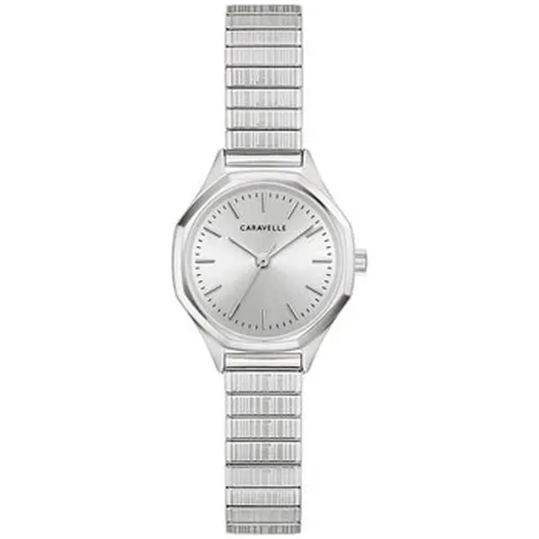 Women's Vintage Stainless Steel Caravelle Watch - Vintage Shape, Silver Color, Polished Finish