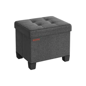 SONGMICS Folding Storage Ottoman, Linen-Look Fabric