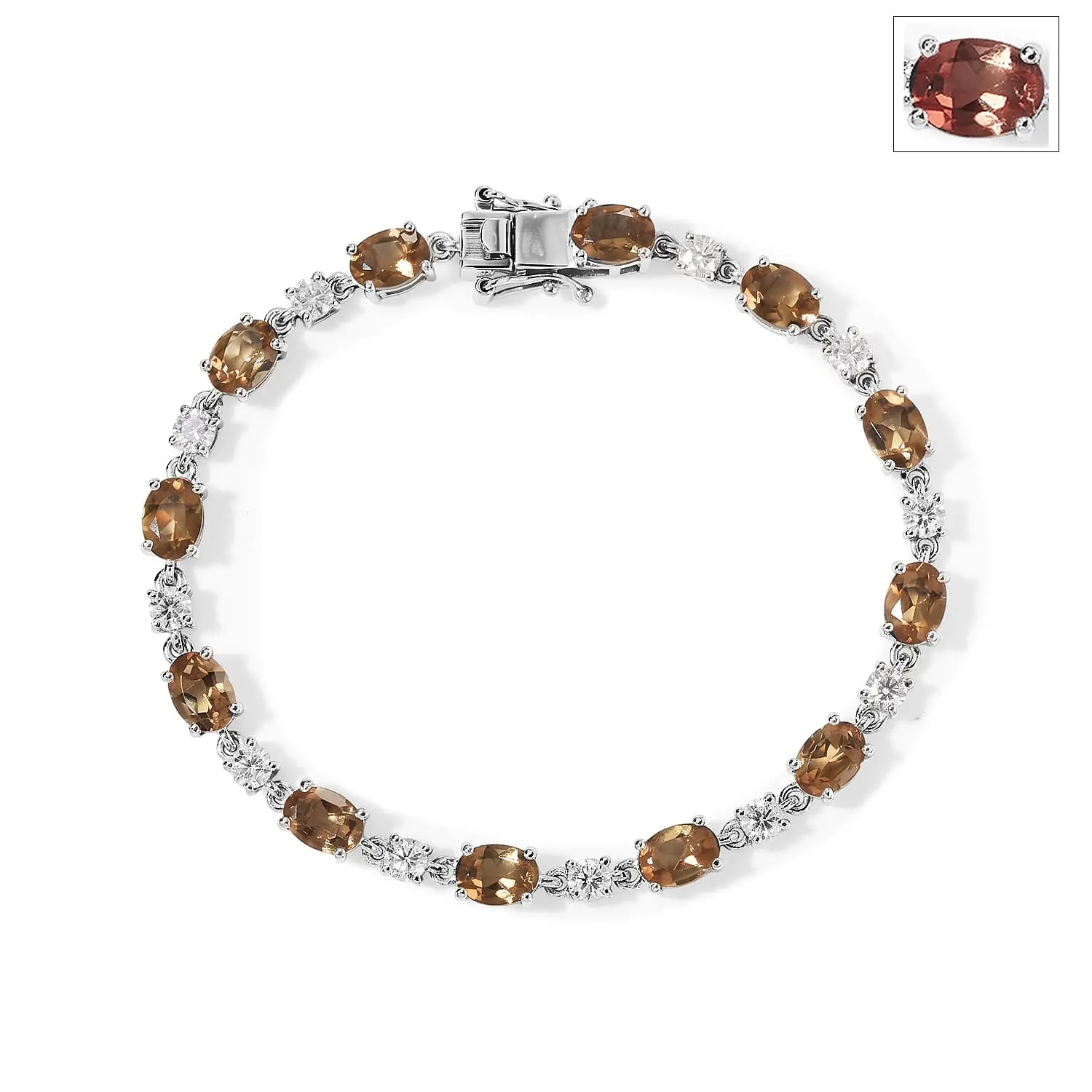 EverTrue Autumn Alexite, Moissanite Fireline Bracelet in Platinum Bond (7.25 In) 10.50 ctw