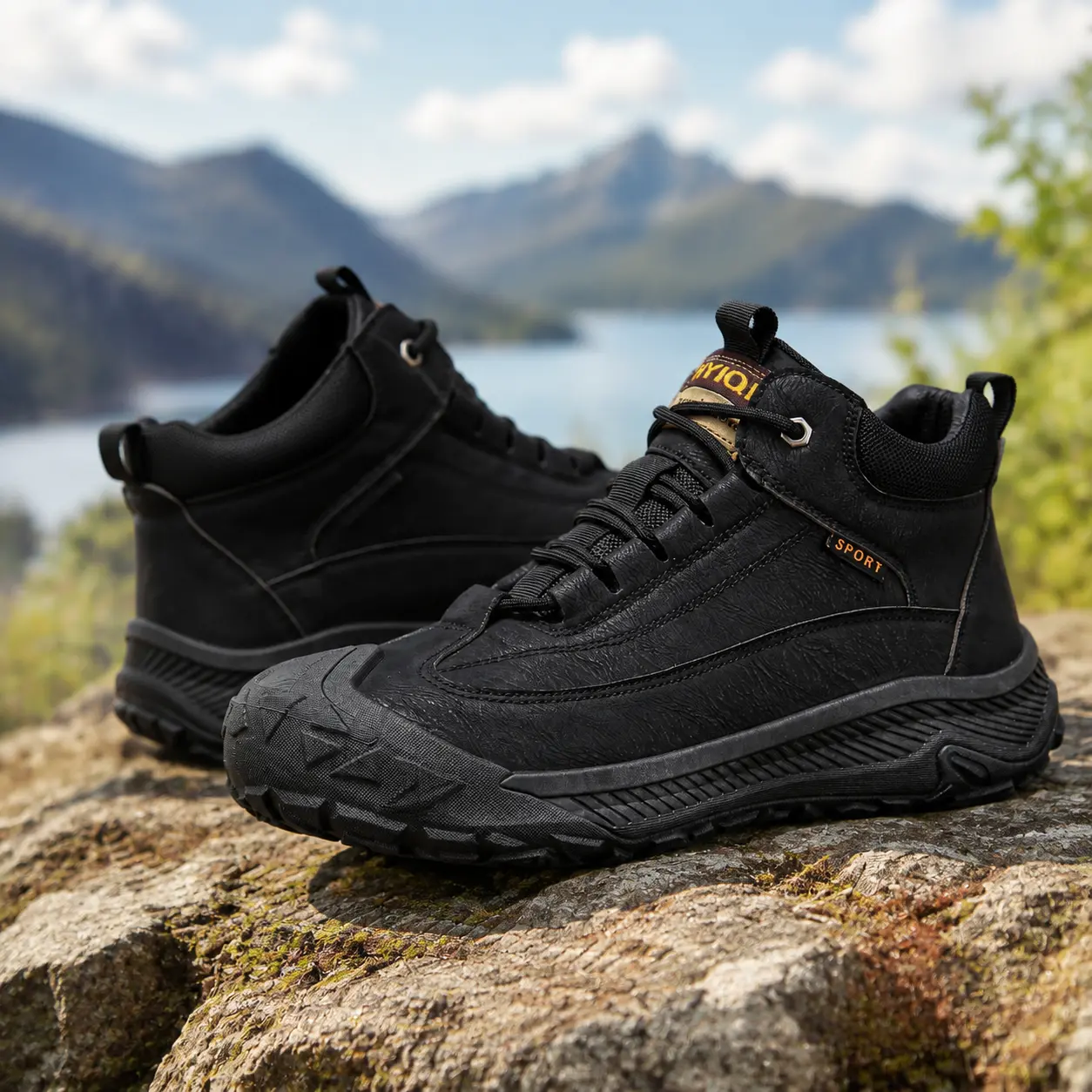 Men's Fashion Sneakers Comfortable Walking Shoes Lightweight Breathable Casual Trainers with Anti-Skid Sole, Pu Leather, Synthetic, Rubber Soled Shoes, Trendy Walking Shoes