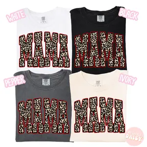 Red leopard mama comfort colors graphic tee