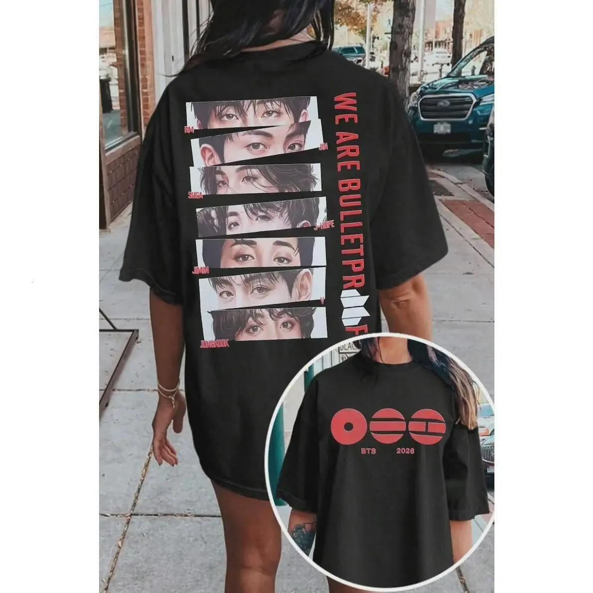 Bantang Members Eyes Graphic Oversized T-Shirt | Trendy K-Pop Streetwear 2026